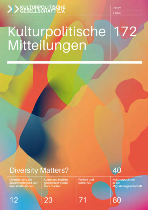Vielfarbiges Cover der Kulturpolitischen Mitteilungen zum Thema Diversity Matters?