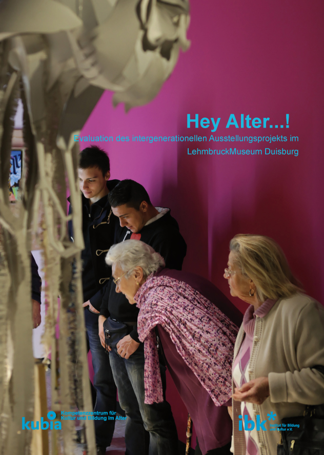 Cover der Studie "Hey Alter ...! Junge und alte Menschen betrachten gemeinsam eine Skulptur vor pinkfarbenem Hintergrund
