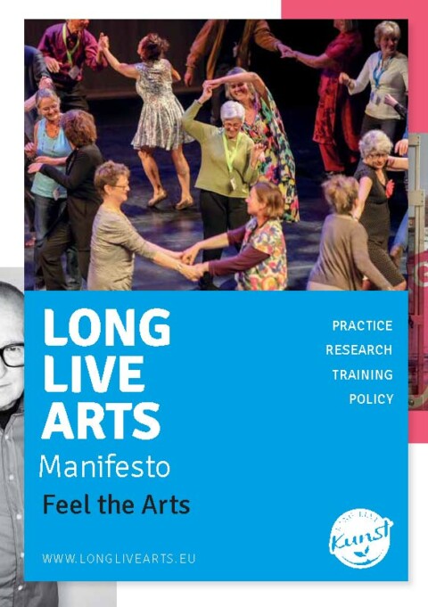 Cover des Manifesto Long Live Arts mit einem Foto von älteren Menschen auf einer Tanzfläche