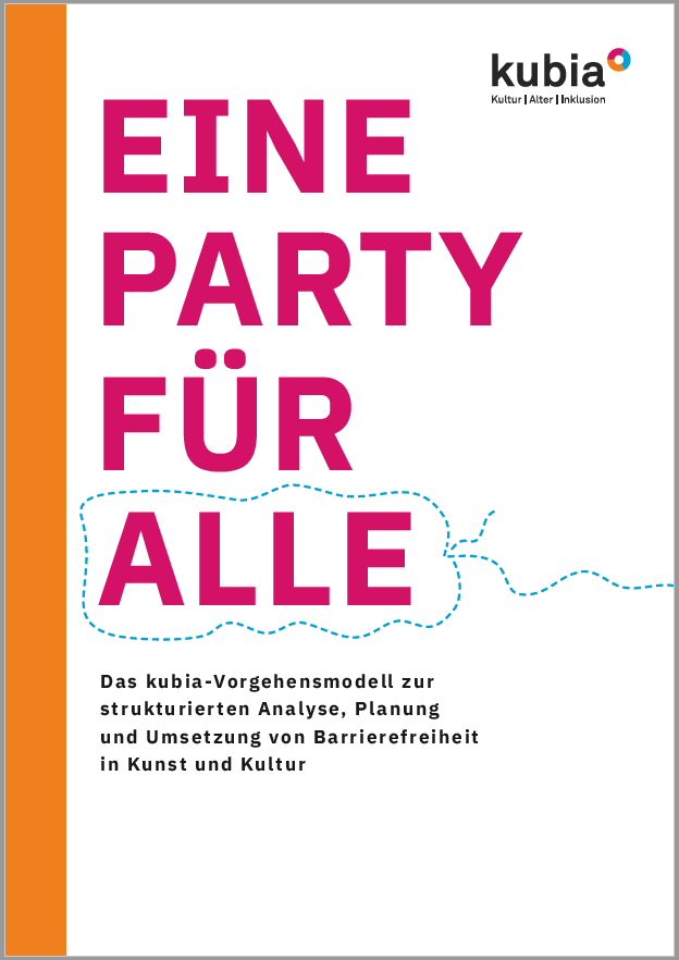 Ein Bucheinband mit der pinken Aufschrift "Eine Party für alle"