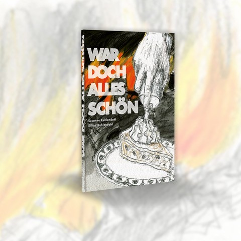 Das Bild zeigt ein Buchcover vor schraffiertem Hintergrund